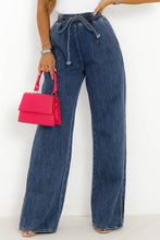 Load image into Gallery viewer, Drawstring Elastic Waist Wide Leg Jeans Item
