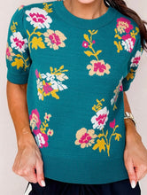Load image into Gallery viewer, Floral Pattern Short Sleeve Sweater
