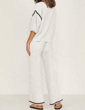Load image into Gallery viewer, Contrast Trim Half Sleeve Top Drawstring Pants Loose 2pcs Sweater Suit
