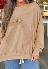 Load image into Gallery viewer, Big Bow Patchwork Pullover Sweatshirt
