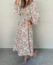 Load image into Gallery viewer, Maple Grove Floral Smocked Puff Sleeve Long Dress
