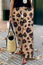 Load image into Gallery viewer, Leopard Drawstring Wide Leg Casual Pants
