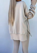 Load image into Gallery viewer, Solid Color Oversize Slit Sweatshirt Ribbed Leggings 2pcs Set
