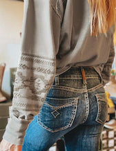 Load image into Gallery viewer, Aztec Embroidered Western V Neck Sweatshirt

