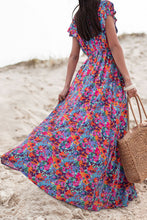 Load image into Gallery viewer, Floral Print V Neck Wrap Split Maxi Dress
