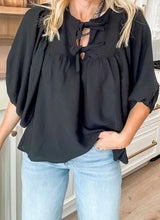 Load image into Gallery viewer, Bow Tie Neck 3/4 Sleeve Casual Blouse
