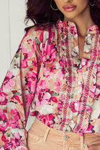 Load image into Gallery viewer, Floral Print Ruffled Stitch Buttoned Loose Fit Shirt
