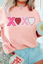 Load image into Gallery viewer, Sequin Heart XOXO Patched Graphic Valentines T Shirt
