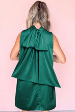 Load image into Gallery viewer, Evergreen Bow Tie Satin Shift Sleeveless Mini Dress
