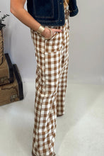 Load image into Gallery viewer, Gingham Plaid Tie Elastic Waist Shift Pants

