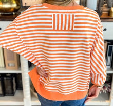 Load image into Gallery viewer, Stripe Exposed Seam Drop Shoulder Casual Pullover Top
