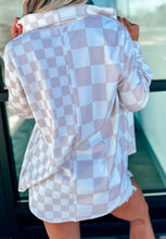 Load image into Gallery viewer, Checkerboard Flap Pocket Button Front Shacket

