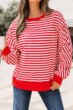 Load image into Gallery viewer, Stripe Exposed Seam Drop Shoulder Casual Pullover Top
