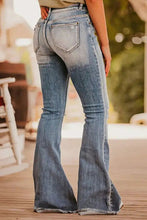 Load image into Gallery viewer, Vintage Light Wash Ripped Raw Edge Flare Jeans
