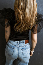 Load image into Gallery viewer, Mesh Flutter Sleeve Ribbed Knit Top
