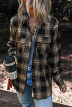 Load image into Gallery viewer, Retro Plaid Double Flap Pocket Brushed Shacket
