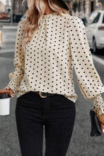 Load image into Gallery viewer, Polka Dot Print Frilled Collar Lantern Sleeve Blouse
