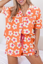 Load image into Gallery viewer, Flower Print Short Sleeve Shirt Pajamas Set
