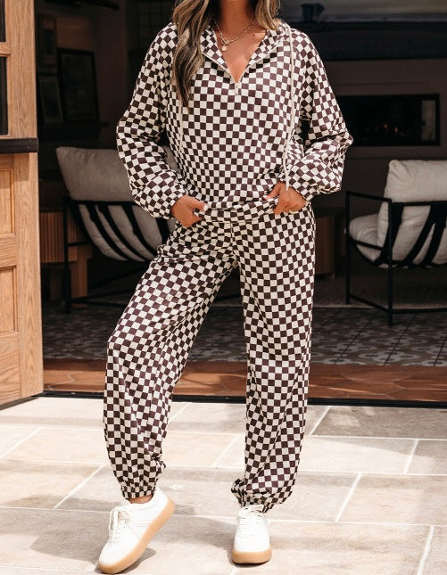 Checkered 2pcs Pants Set