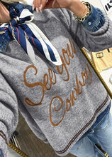 Load image into Gallery viewer, See You Cowboy Embroidered Western Graphic Sweater
