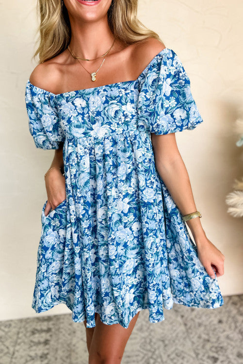 Floral Puff Sleeve Babydoll Dress