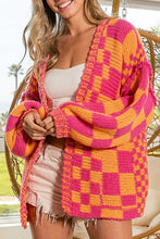 Load image into Gallery viewer, Checkered Pattern Knit Cardigan
