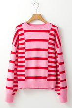 Load image into Gallery viewer, Stripe Bubble Sleeve Drop Shoulder Ribbed Trim Sweater
