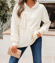 Load image into Gallery viewer, Solid Color Cute Bow Detail Loose Hoodie
