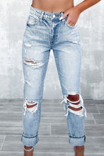 Load image into Gallery viewer, Washed Frayed Slim Fit High Waist Jeans
