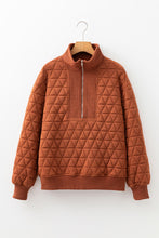 Load image into Gallery viewer, Geometric Quilted Half Zipped Loose Sweatshirt
