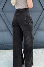 Load image into Gallery viewer, Pleated Wide Leg Mineral Wash Denim Pants
