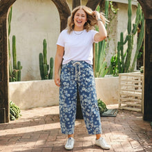 Load image into Gallery viewer, Floral Printed Drawstring Barrel Jeans
