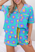 Load image into Gallery viewer, Flower Print Short Sleeve Shirt Pajamas Set
