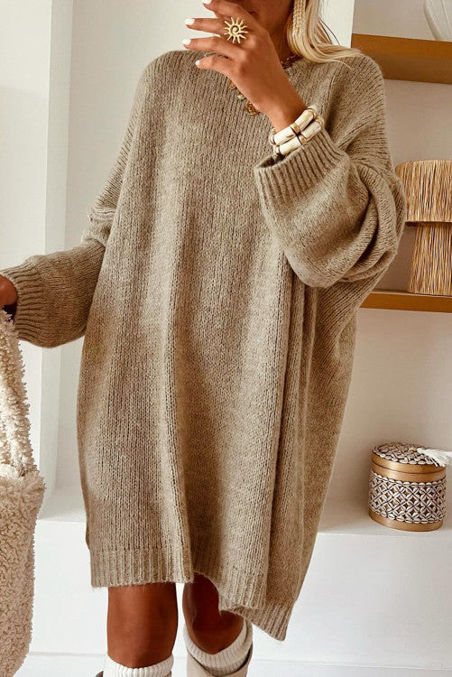 Oversize Drop Shoulder Slouchy Sweater Dress
