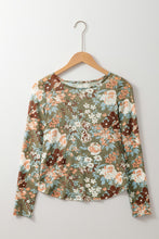 Load image into Gallery viewer, Floral Print Mesh Fitted Long Sleeve Top
