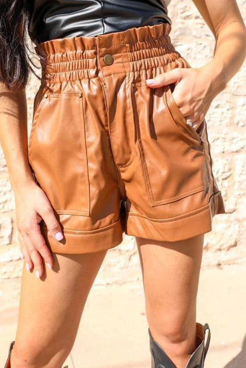 Faux Leather High Rise Shorts