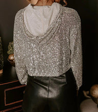 Load image into Gallery viewer, Sequin Hooded Long Sleeve Top
