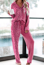 Load image into Gallery viewer, Leopard Contrast Pocket Long Pajama Set
