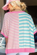 Load image into Gallery viewer, Stripe Contrast Patchwork Oversized T Shirt
