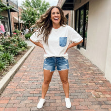 Load image into Gallery viewer, Color Block Chest Pocket Patched Casual Short Sleeve Top
