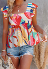 Load image into Gallery viewer, Square Neck Abstract Print Tank Top
