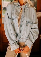 Load image into Gallery viewer, Street Style Zip Up Washed Denim Jacket
