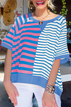 Load image into Gallery viewer, Stripe Contrast Patchwork Oversized T Shirt
