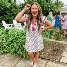 Load image into Gallery viewer, Floral Print Contrast Trim Flutter Sleeve Mini Dress
