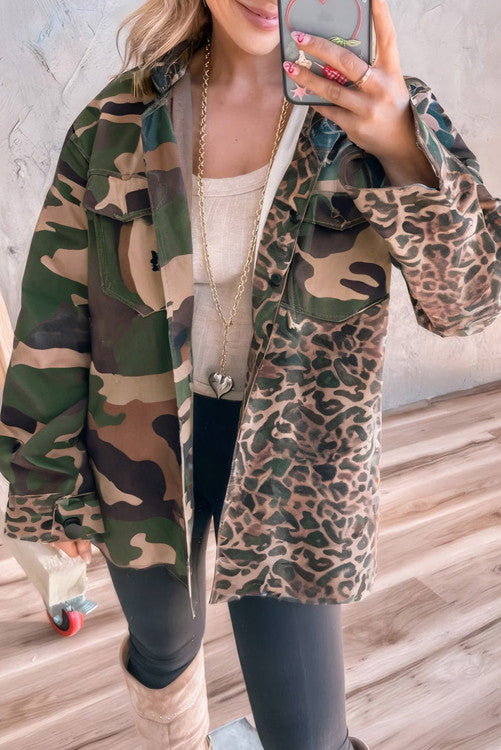 INSTOCK Leopard Camo Patchwork Oversize Shacket
