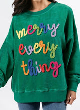 Load image into Gallery viewer, Merry little thing Corded Letter Graphic Ribbed Loose Sweatshirt
