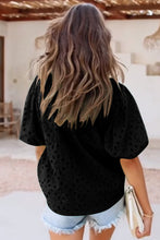 Load image into Gallery viewer, Flower Hollow-out Puff Sleeve Blouse
