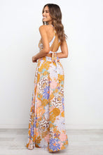 Load image into Gallery viewer, Floral Backless Lace up Sleeveless Maxi Dress
