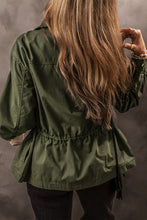 Load image into Gallery viewer, Green Tie Waist Collared Jacket
