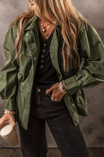 Load image into Gallery viewer, Green Tie Waist Collared Jacket
